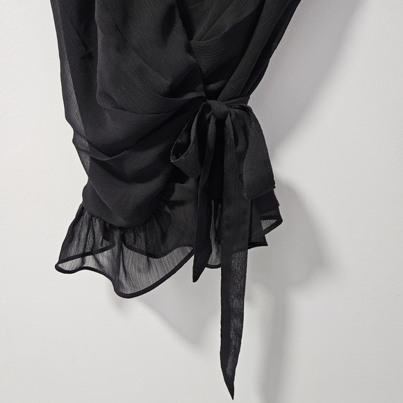 Express Black Ruffle Crop Top - Picture 2 of 5